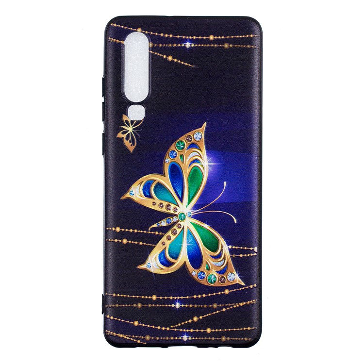 Pattern Printing Embossment Soft TPU Mobile Case Shell for Huawei P30 - Colorized Butterfly-4