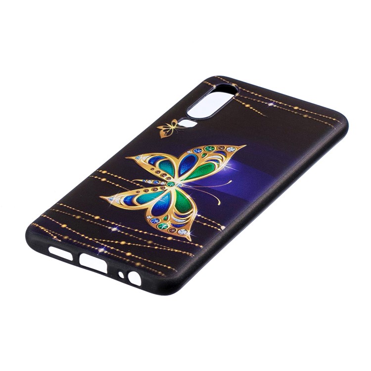 Pattern Printing Embossment Soft TPU Mobile Case Shell for Huawei P30 - Colorized Butterfly-5