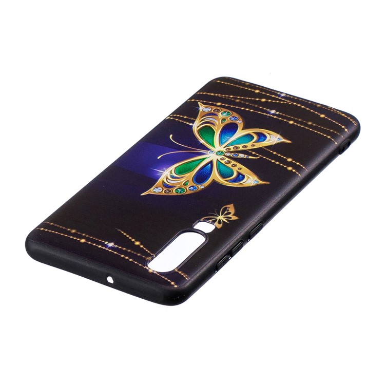 Pattern Printing Embossment Soft TPU Mobile Case Shell for Huawei P30 - Colorized Butterfly-6