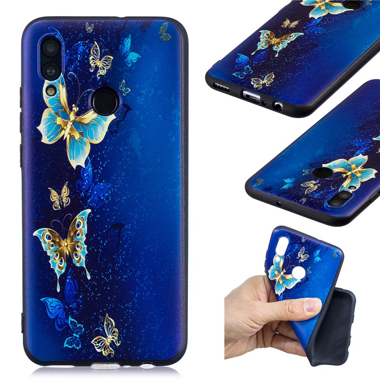 Capa De TPU Padrão Em Relevo Para Huawei P Inteligente (2019) / Honrar 10 Lite - Borboletas Azuis-1