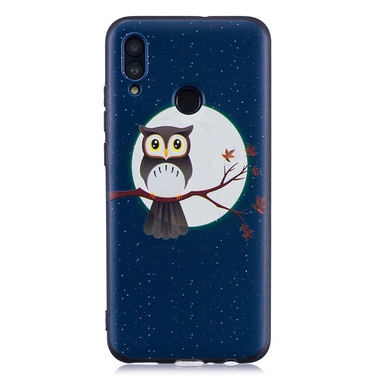 Embossed Pattern TPU Shell for Huawei P Smart (2019) / Honor 10 Lite - Moon and Owl-2