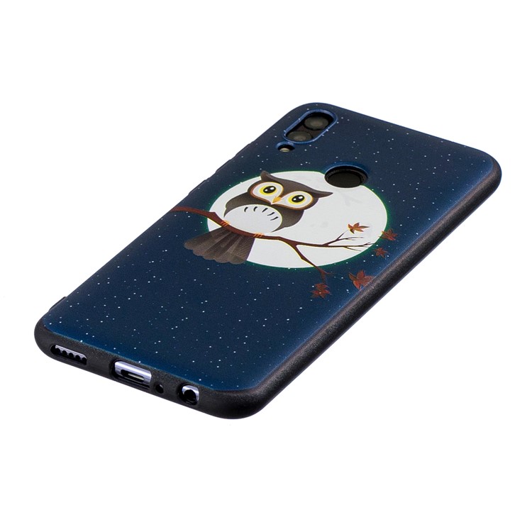 Embossed Pattern TPU Shell for Huawei P Smart (2019) / Honor 10 Lite - Moon and Owl-3