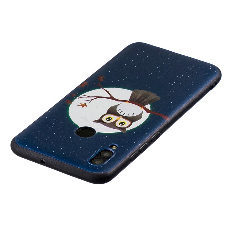 Embossed Pattern TPU Shell for Huawei P Smart (2019) / Honor 10 Lite - Moon and Owl-4