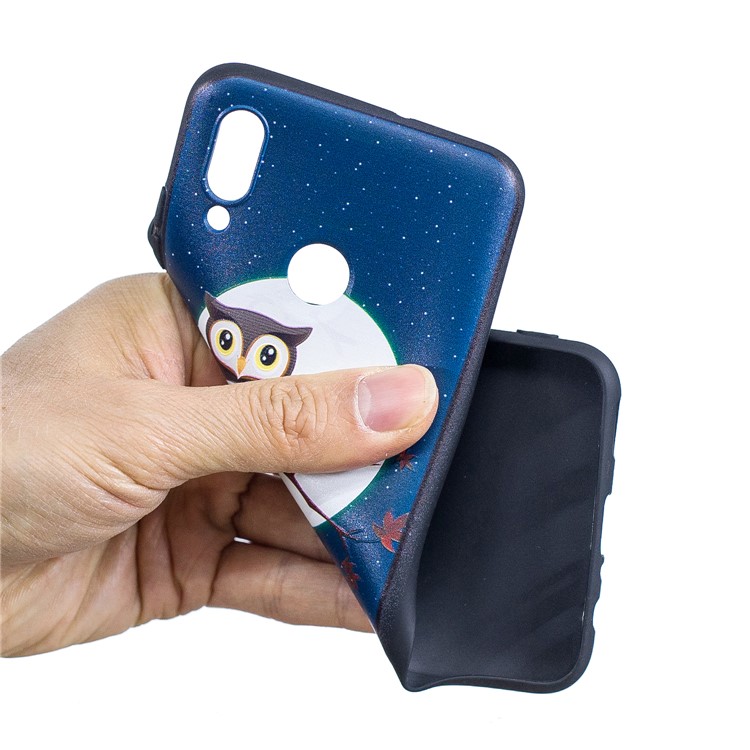 Embossed Pattern TPU Shell for Huawei P Smart (2019) / Honor 10 Lite - Moon and Owl-5