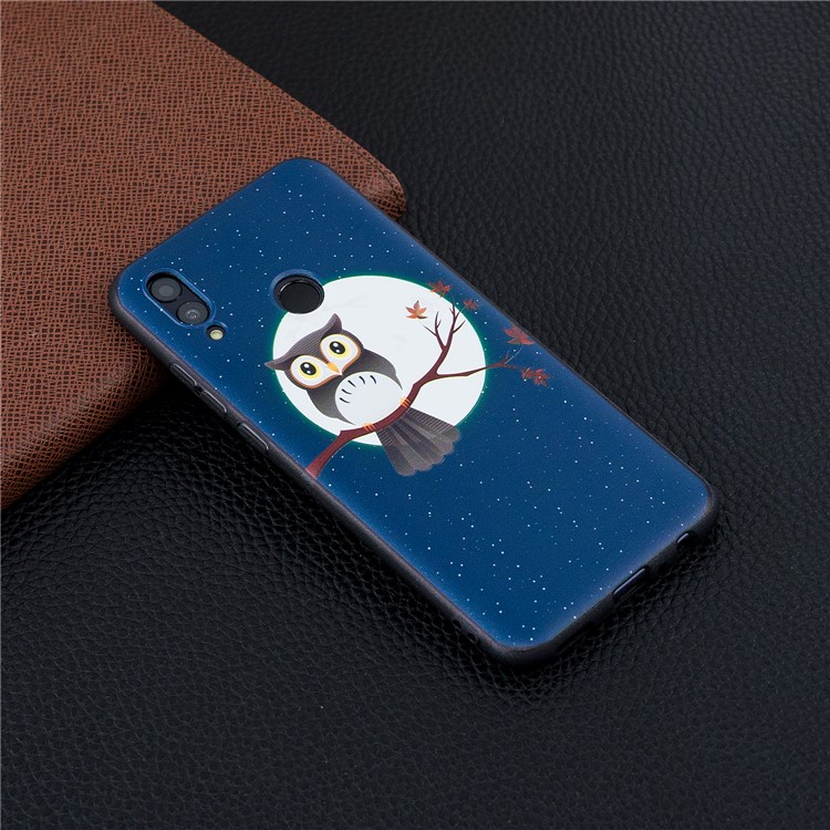 Embossed Pattern TPU Shell for Huawei P Smart (2019) / Honor 10 Lite - Moon and Owl-6