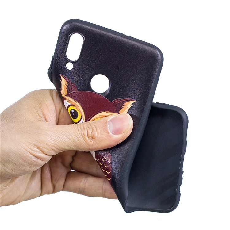 Em Relevo Padrão TPU Embalagem Do Telefone Móvel Para Huawei P Inteligente (2019) / Honrar 10 Lite - Padrão De Coruja-5