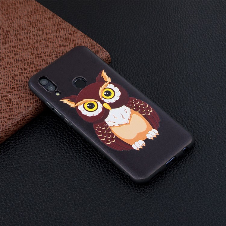 Em Relevo Padrão TPU Embalagem Do Telefone Móvel Para Huawei P Inteligente (2019) / Honrar 10 Lite - Padrão De Coruja-6