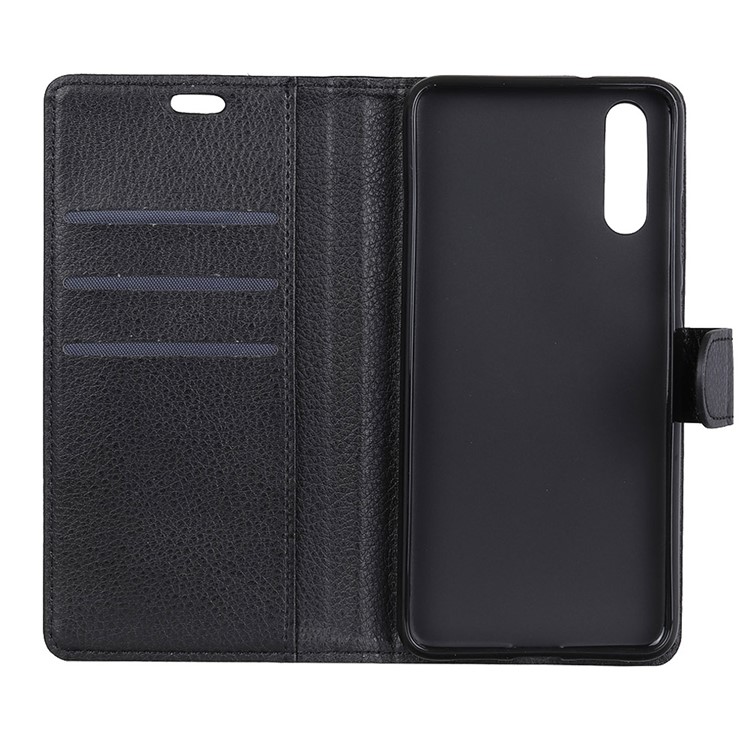 For Huawei Enjoy 9 / Y7 Pro (2019) Mobile Casing Litchi Grain PU Leather Wallet Case with Stand - Black-6