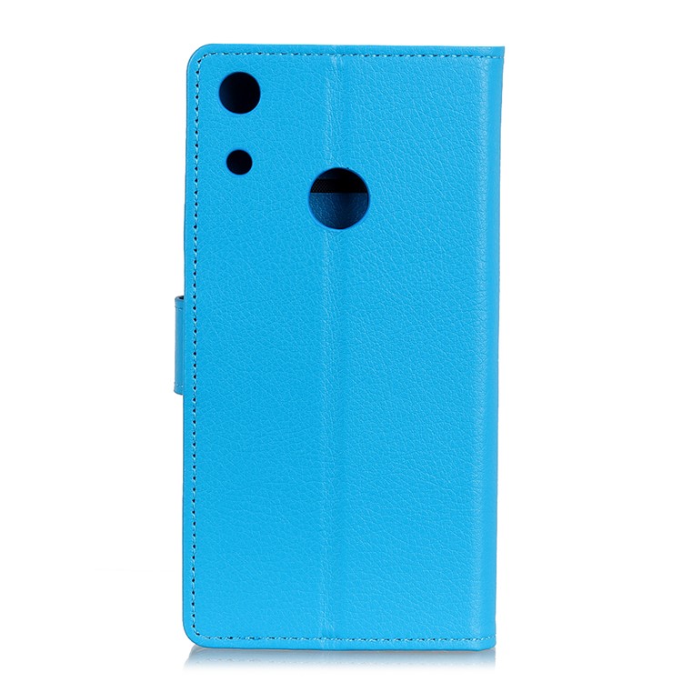 Litchi Skin PU Leather Wallet Casing for Huawei Honor 8A - Blue-5
