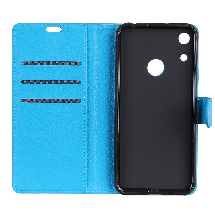 Litchi Skin PU Leather Wallet Casing for Huawei Honor 8A - Blue-6