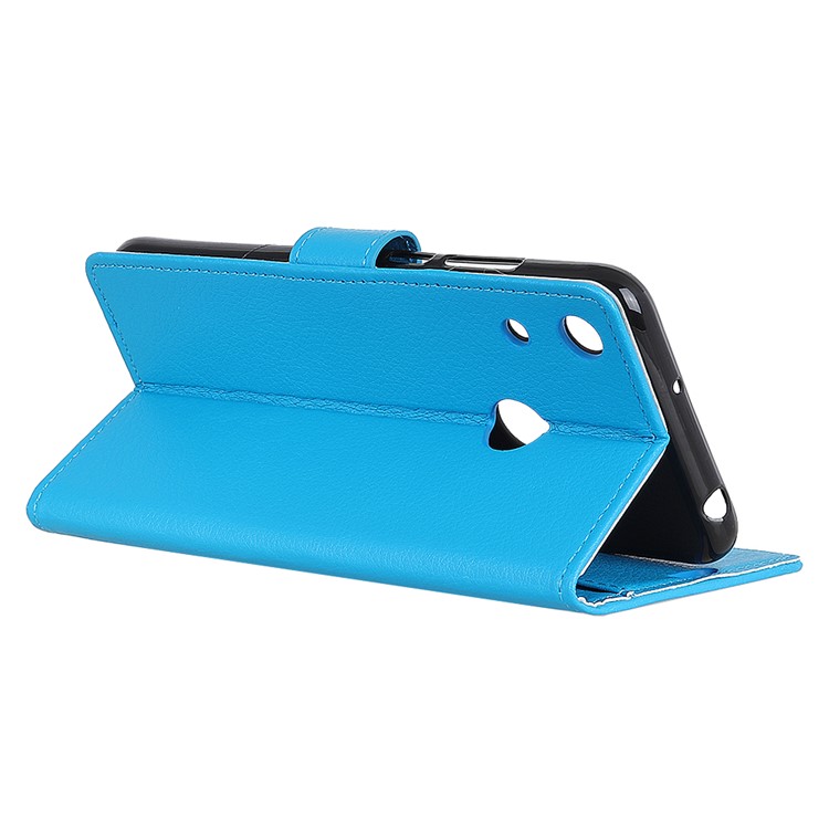 Litchi Skin PU Leather Wallet Casing for Huawei Honor 8A - Blue-7