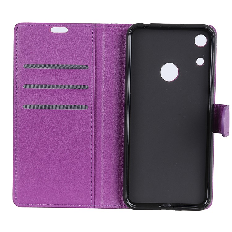 Litchi Skin PU Leather Wallet Mobile Phone Case for Huawei Honor 8A - Purple-6