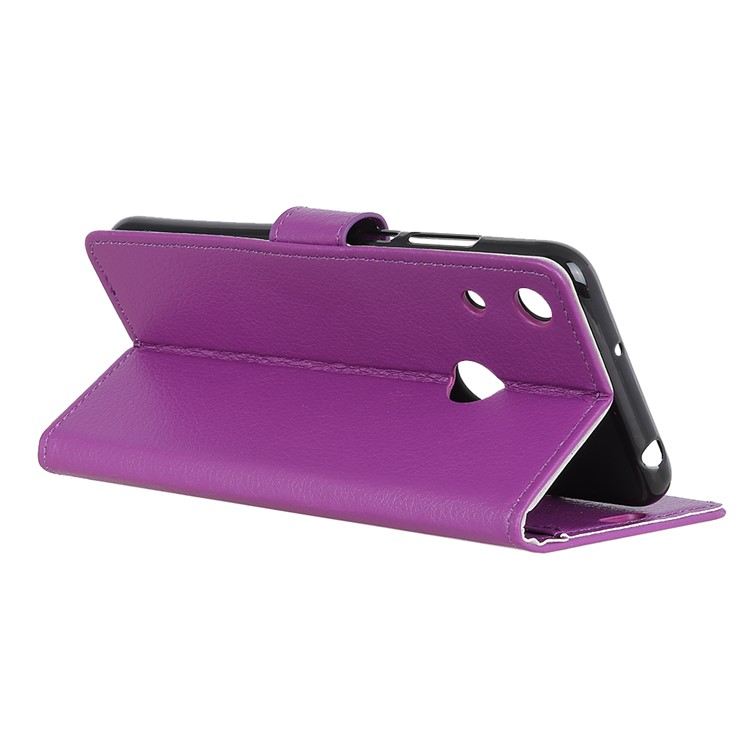 Litchi Skin PU Leather Wallet Mobile Phone Case for Huawei Honor 8A - Purple-7
