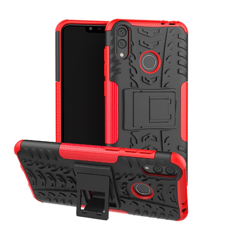 Cool Tyre Kickstand PC + TPU Hybrid Protection Case for Huawei Honor 8C - Red-1