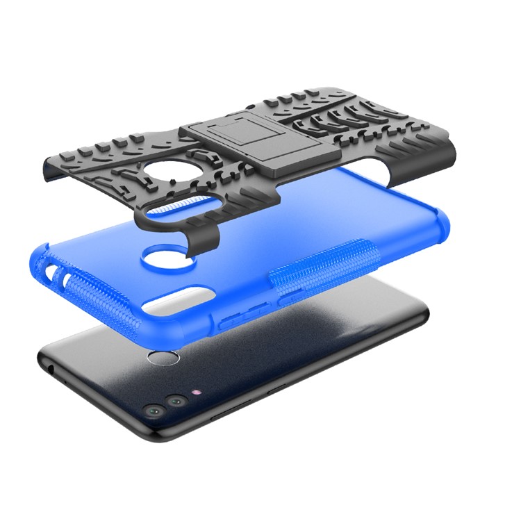 Cool Tyre Kickstand PC + TPU Hybrid Protection Cover for Huawei Honor 8C - Blue-5