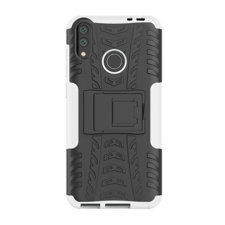Cool Tyre Kickstand PC + TPU Hybrid Phone Cover for Huawei Honor 8C - White-2