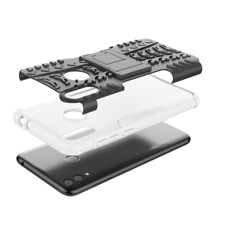 Cool Tyre Kickstand PC + TPU Hybrid Phone Cover for Huawei Honor 8C - White-5