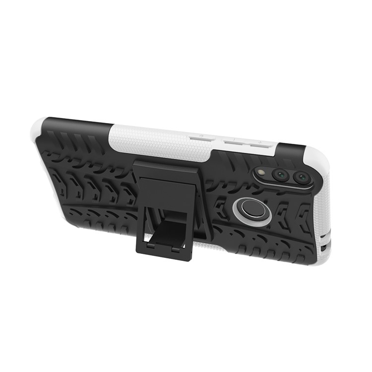 Cool Tyre Kickstand PC + TPU Hybrid Phone Cover for Huawei Honor 8C - White-6