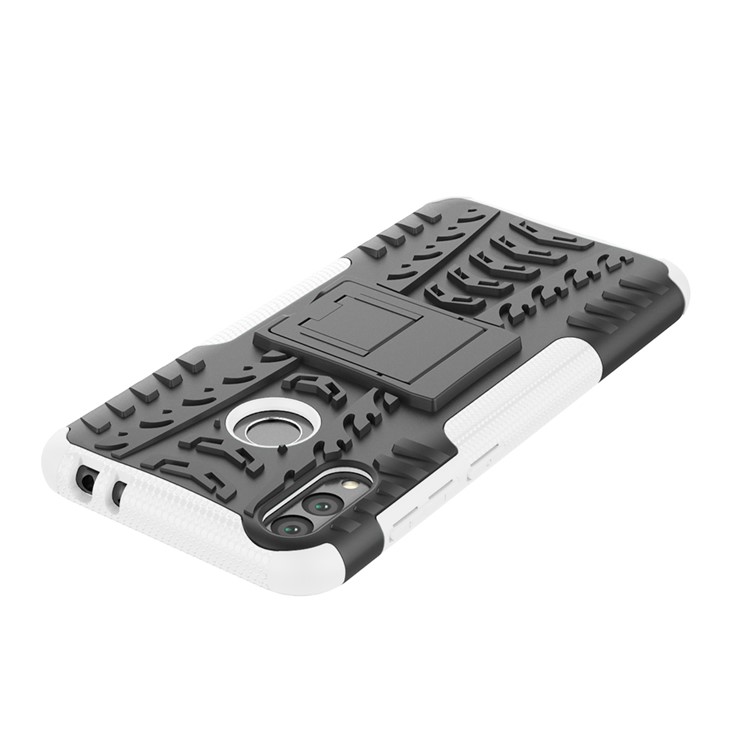 Cool Tyre Kickstand PC + TPU Hybrid Phone Cover for Huawei Honor 8C - White-7