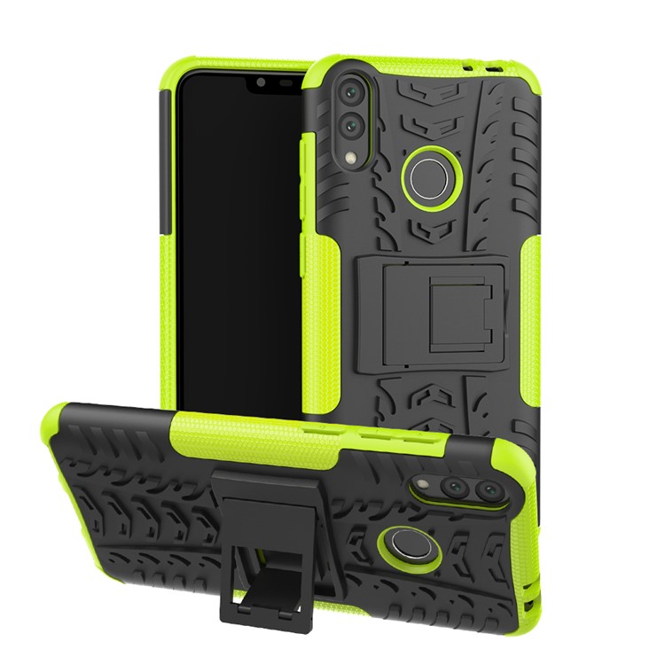 Cool Tyre Kickstand PC + TPU Hybrid Cellphone Cover for Huawei Honor 8C - Green-1