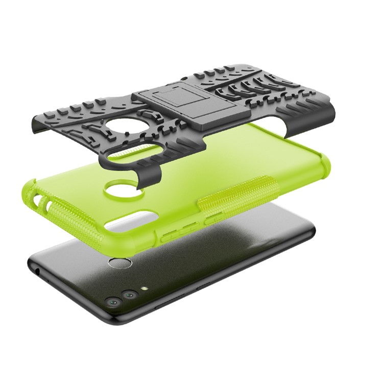 Cool Tyre Kickstand PC + TPU Hybrid Cellphone Cover for Huawei Honor 8C - Green-5