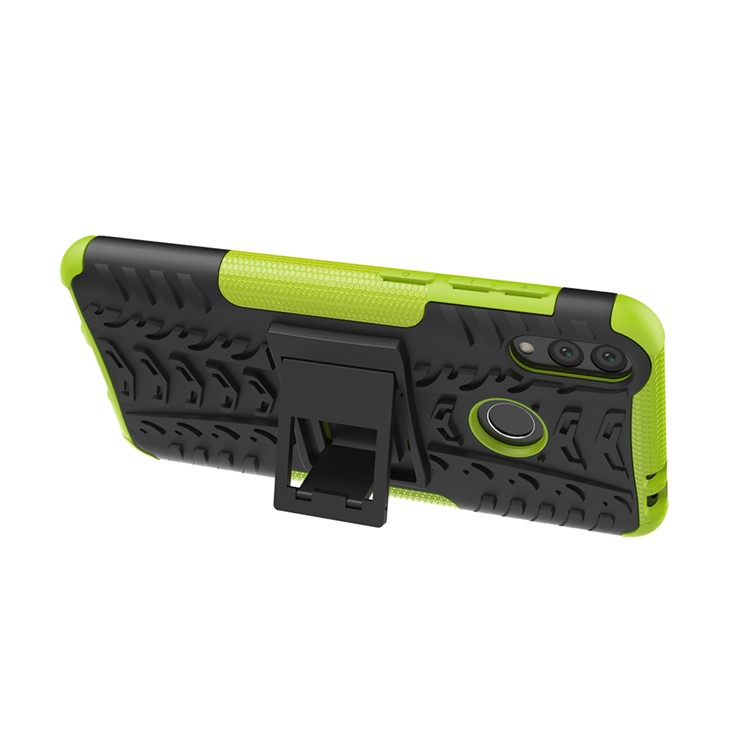 Cool Tyre Kickstand PC + TPU Hybrid Cellphone Cover for Huawei Honor 8C - Green-6
