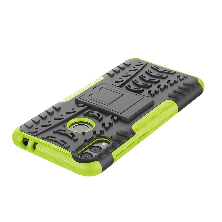 Cool Tyre Kickstand PC + TPU Hybrid Cellphone Cover for Huawei Honor 8C - Green-7