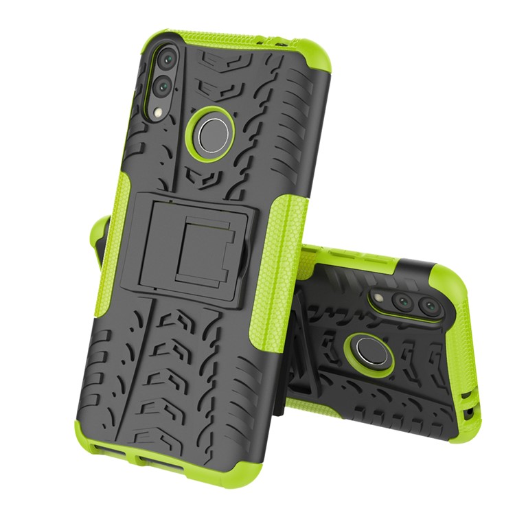 Cool Tyre Kickstand PC + TPU Hybrid Cellphone Cover for Huawei Honor 8C - Green-8
