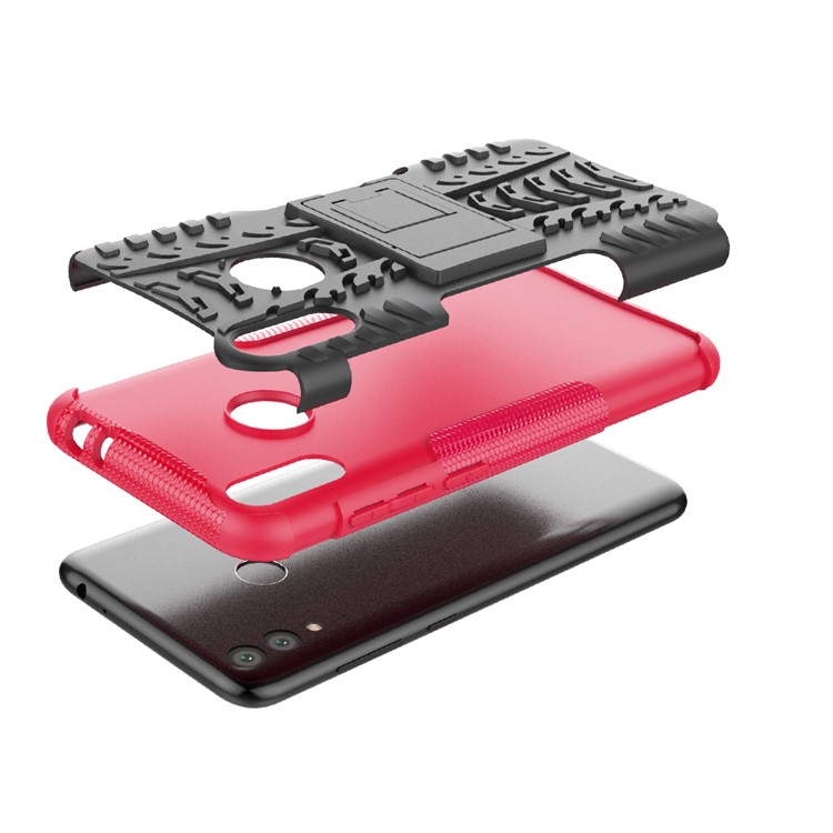 Cool Tyre Kickstand PC + TPU Hybrid Cellphone Case for Huawei Honor 8C - Rose-5