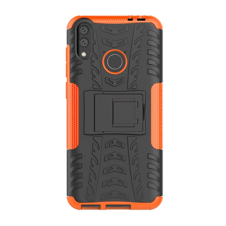 Cool Tyre Kickstand PC + TPU Hybrid Accessory Cover for Huawei Honor 8C - Orange-2