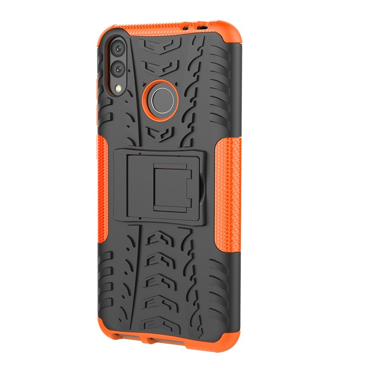 Cool Tyre Kickstand PC + TPU Hybrid Accessory Cover for Huawei Honor 8C - Orange-4
