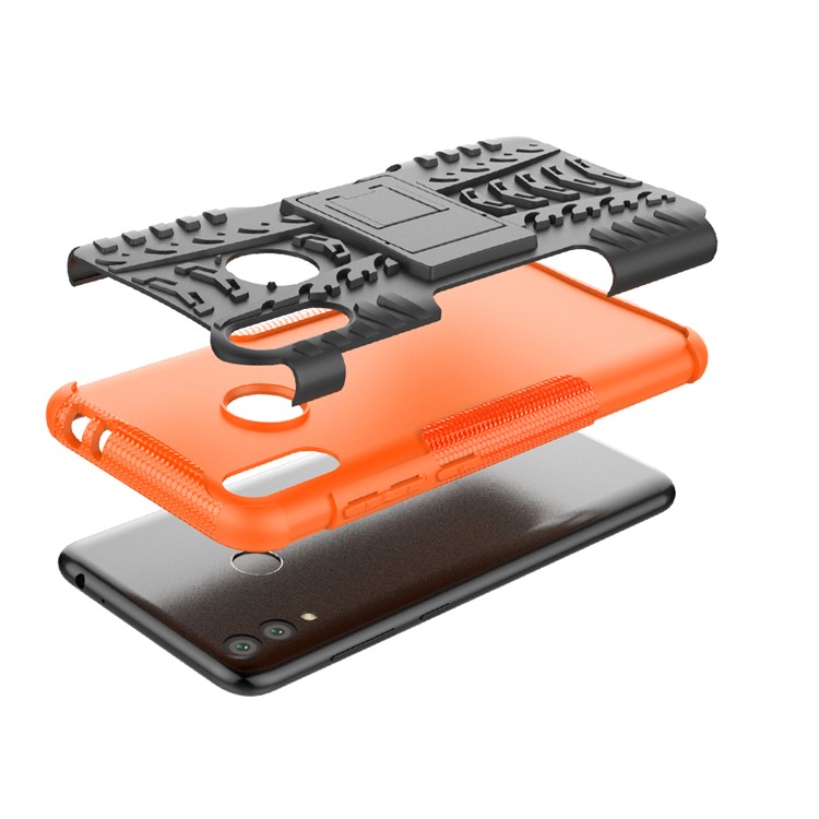 Cool Tyre Kickstand PC + TPU Hybrid Accessory Cover for Huawei Honor 8C - Orange-5