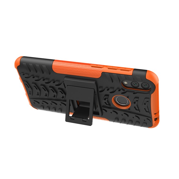 Cool Tyre Kickstand PC + TPU Hybrid Accessory Cover for Huawei Honor 8C - Orange-6