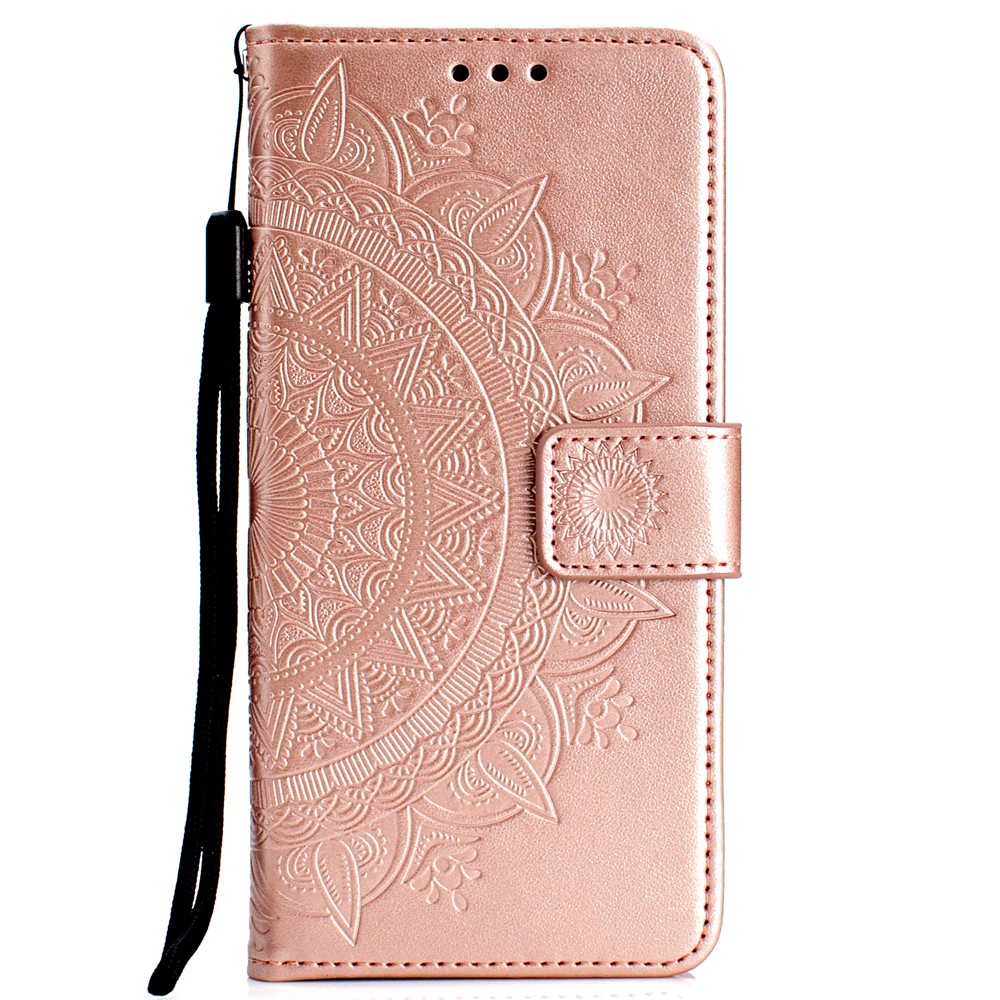 Mandala Pattern Patter de Proteção de Couro PU Caixa Celular Para Huawei P30 Pro - Rosa Ouro