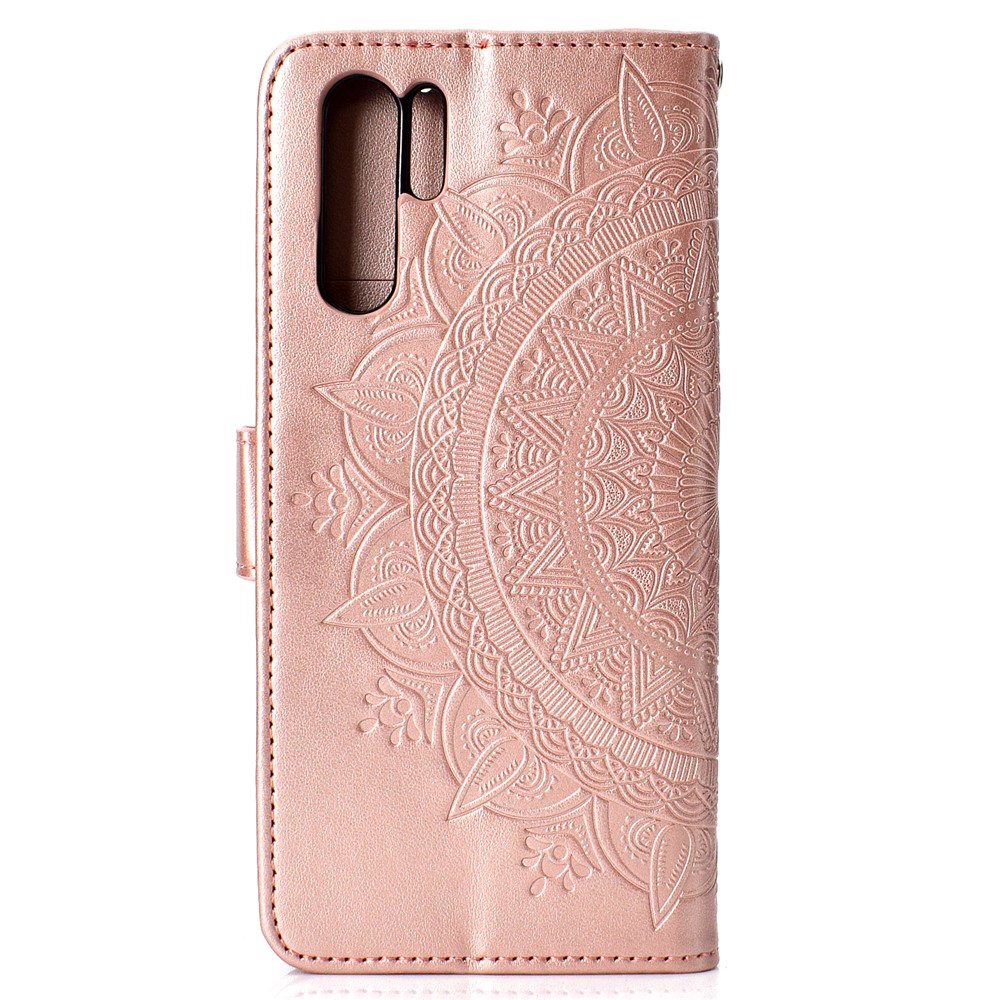 Mandala Pattern Patter de Proteção de Couro PU Caixa Celular Para Huawei P30 Pro - Rosa Ouro