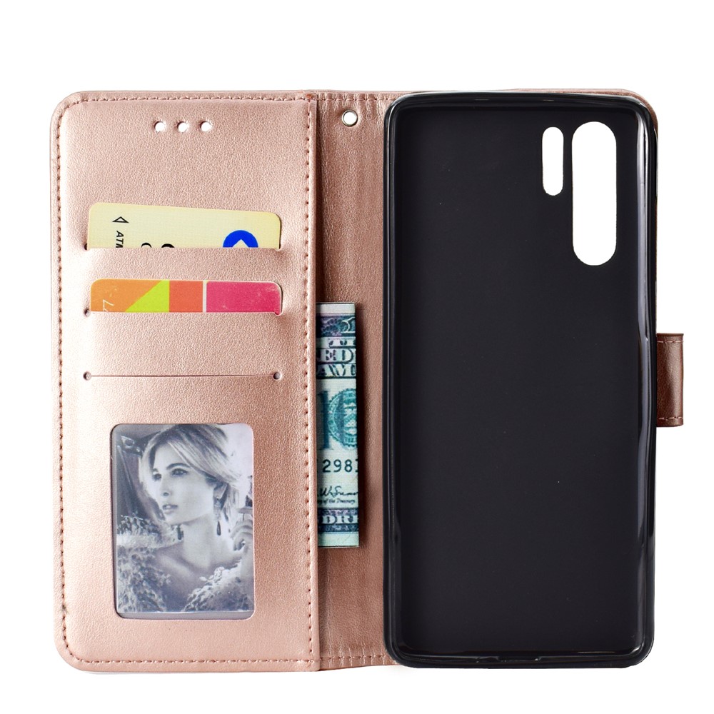 Modala Imprimé pu pu en Cuir Protection Mobile Phonee Case Pour Huawei P30 Pro - or Rose