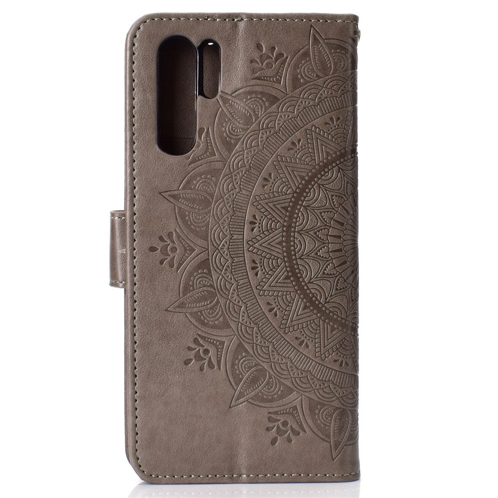 Imprinted Mandala Pattern PU Leather Protection Case for Huawei P30 Pro - Grey-3