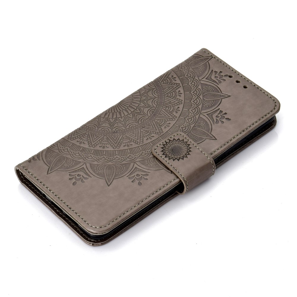 Imprinted Mandala Pattern PU Leather Protection Case for Huawei P30 Pro - Grey-7
