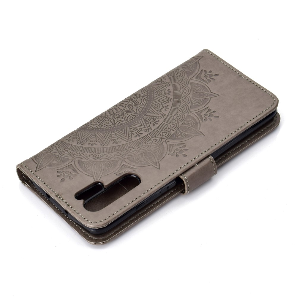 Imprinted Mandala Pattern PU Leather Protection Case for Huawei P30 Pro - Grey-8