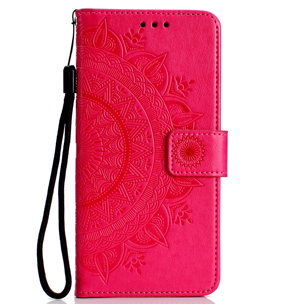 Imprinted Mandala Pattern PU Leather Mobile Case for Huawei P30 Pro - Rose-2