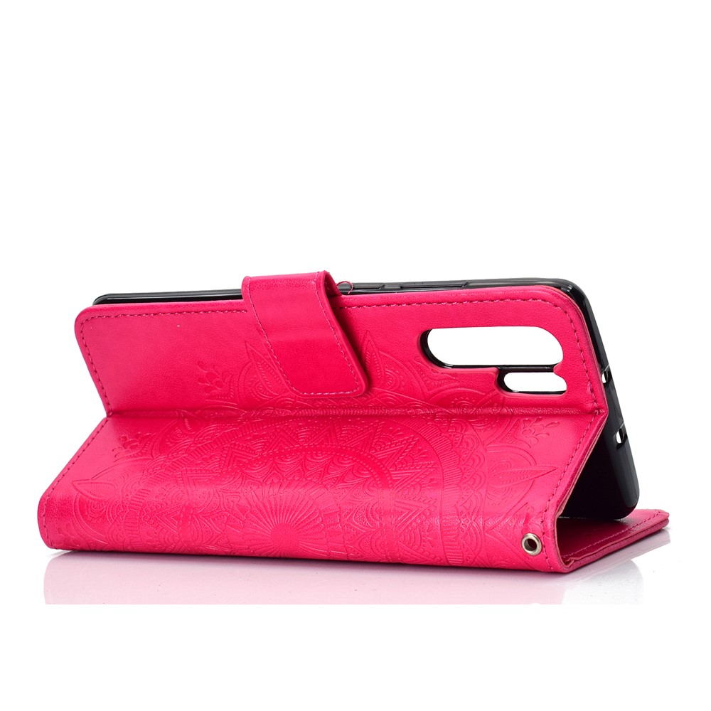 Imprinted Mandala Pattern PU Leather Mobile Case for Huawei P30 Pro - Rose-6