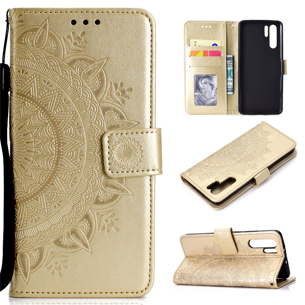 Imprinted Mandala Pattern PU Leather Protection Mobile Phone Shell for Huawei P30 Pro - Gold-1