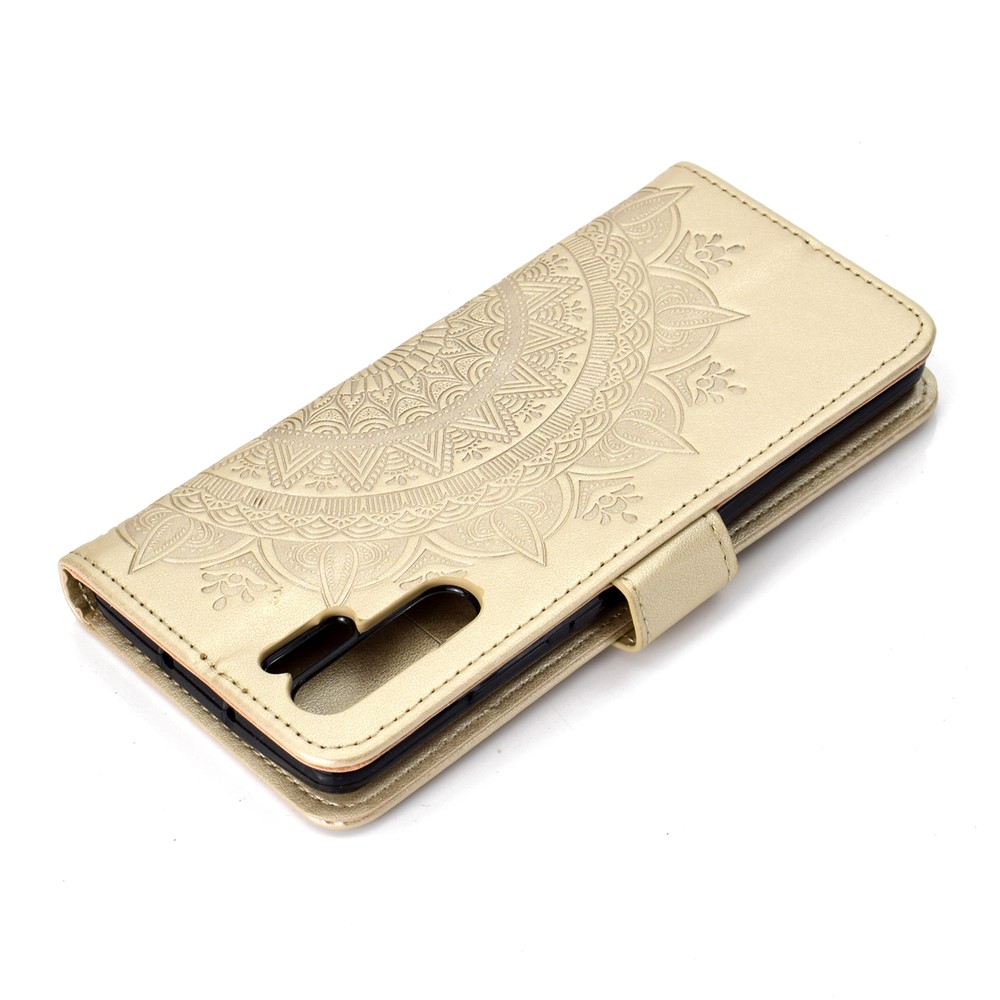 Patrón de Mandala Impreso PU PU Protección de Cuero Capacidad Para Teléfono Móvil Para Huawei P30 Pro - Oro-8