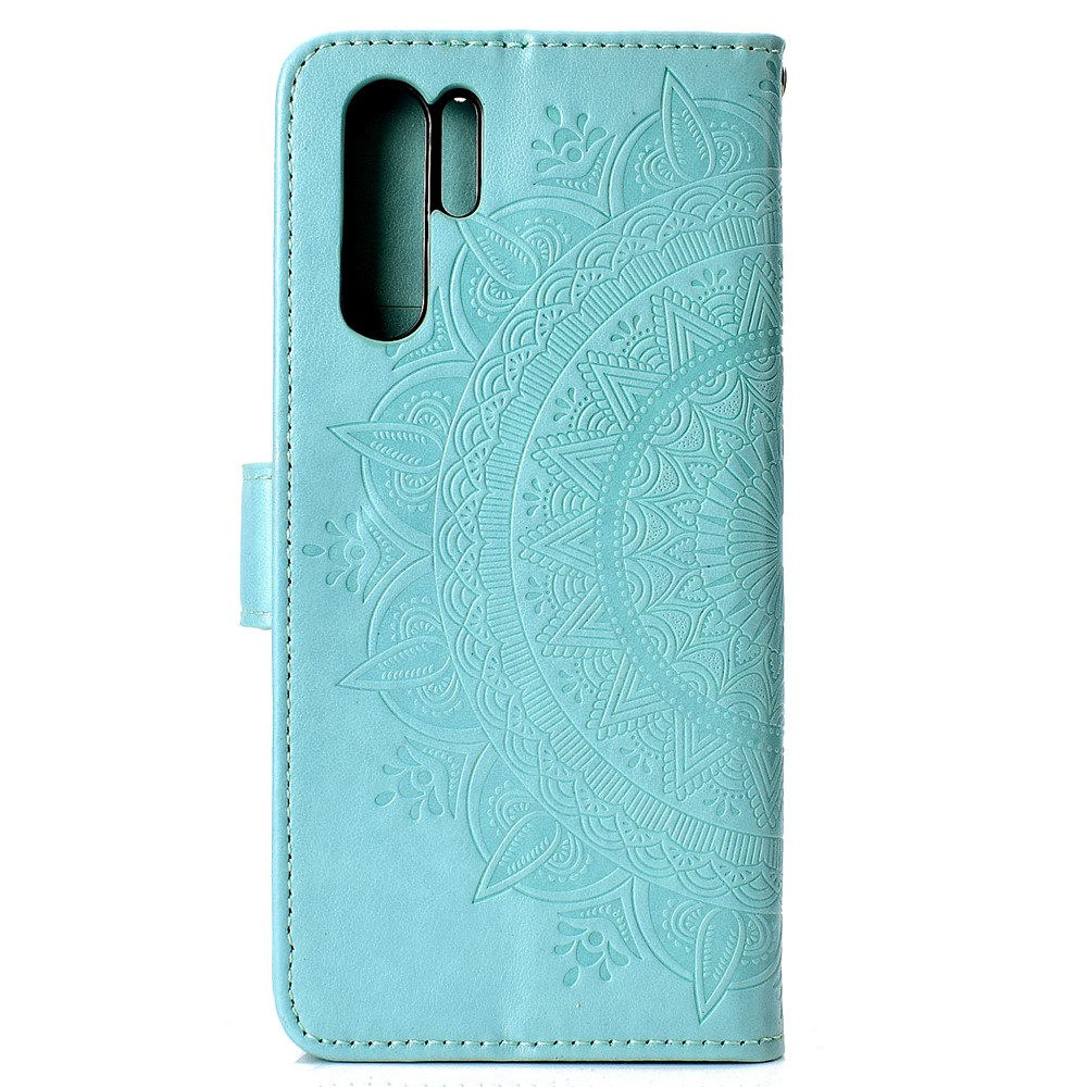 Imprinted Mandala Pattern PU Leather Protection Mobile Phone Cover for Huawei P30 Pro - Cyan-3