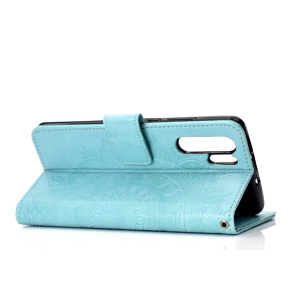 Imprinted Mandala Pattern PU Leather Protection Mobile Phone Cover for Huawei P30 Pro - Cyan-6