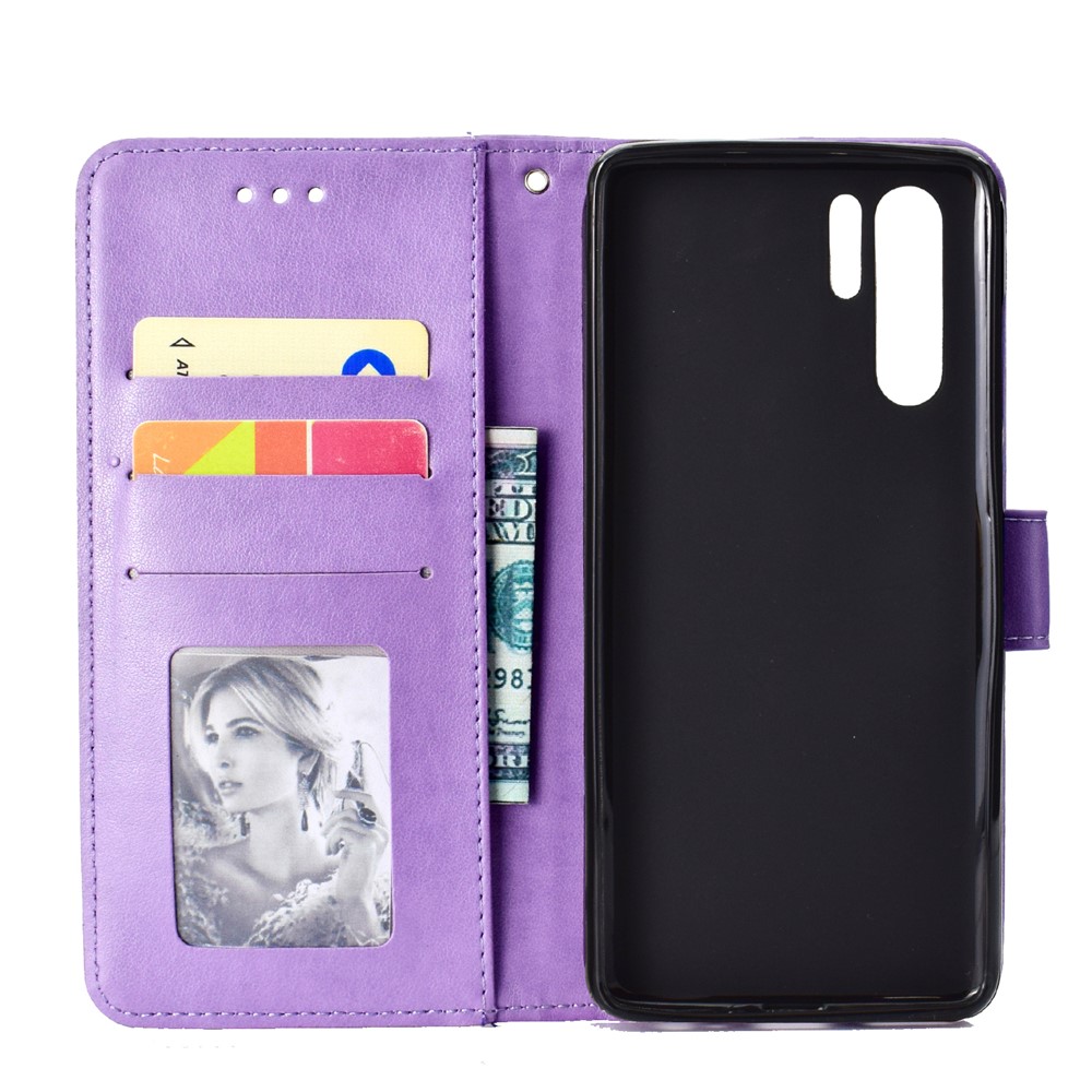 Imprinted Mandala Pattern PU Leather Protection Phone Shell for Huawei P30 Pro - Purple-4