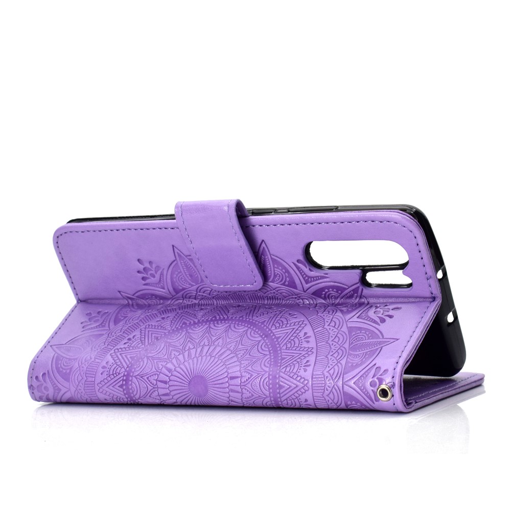 Patrón de Mandala Impreso PU PU Leather Protection Shell Para Huawei P30 Pro - Violeta