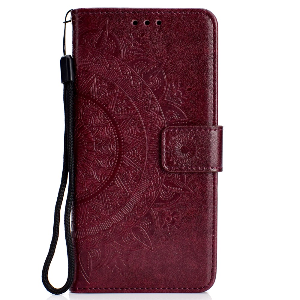 Imprinted Mandala Pattern PU Leather Case for Huawei P30 Pro - Brown-2