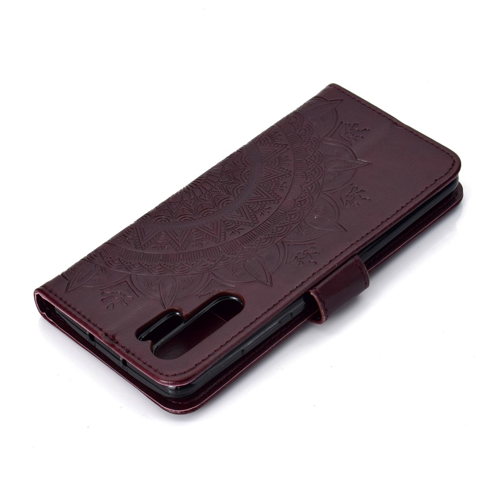 Imprinted Mandala Pattern PU Leather Case for Huawei P30 Pro - Brown-8