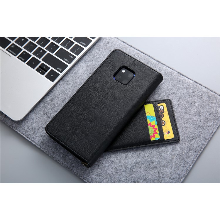 CMAI2 PU Leather Stand Wallet Mobile Case for Huawei Mate 20 Pro - Black-19